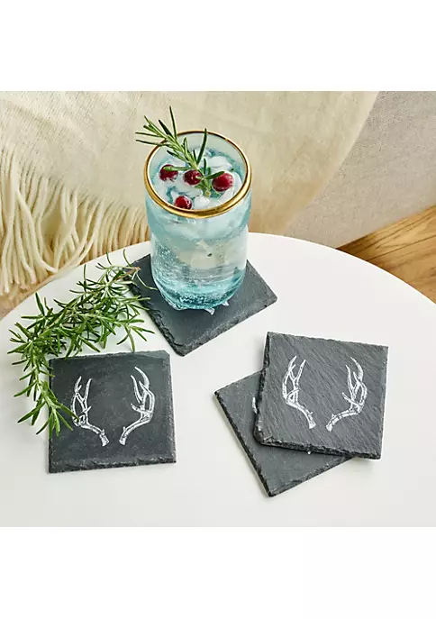 Twine Antler Slate Coasters 2 Twine Antler Slate Coasters - Image 2