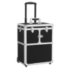 Topeakmart Professional Aluminum Rolling Makeup Case Salon Cosmetic Box Organizer Trolley Beauty Train Case, Black, 20"