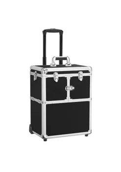 Topeakmart Professional Aluminum Rolling Makeup Case Salon Cosmetic Box Organizer Trolley Beauty Train Case, Black, 20" -Twine Outlet Store Belk 1039