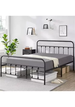 Topeakmart Black Iron Queen Bed w/ 12.5" Underbed Clearance