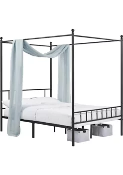 Topeakmart Twin/Full/Queen Metal Canopy Bed Frame Four-poster Canopied Platform Bed with Headboard and Footboard, Queen Size, Black -Twine Outlet Store Belk 1057