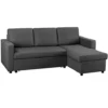 Topeakmart Reversible L-Shaped Sectional Sofa with Pull Out Bed, Dark Gray