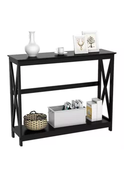 Topeakmart Black 2-Tier X-Design Console Table 5 Topeakmart Black 2-Tier X-Design Console Table -Twine Outlet Store Belk 1093