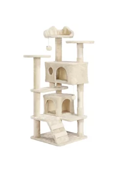 Topeakmart 51.2-in Cat Tree & Condo Scratching Post Tower, Beige