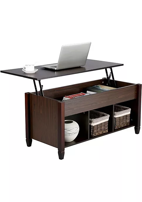 Topeakmart Wooden Lift Top Coffee Table with Hidden Compartment & 3 Cube Open Shelves for Living Room, Espresso 1 Topeakmart Wooden Lift Top Coffee Table with Hidden Compartment & 3 Cube Open Shelves for Living Room, Espresso