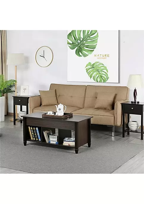 Topeakmart Wooden Lift Top Coffee Table with Hidden Compartment & 3 Cube Open Shelves for Living Room, Espresso 2 Topeakmart Wooden Lift Top Coffee Table with Hidden Compartment & 3 Cube Open Shelves for Living Room, Espresso - Image 2