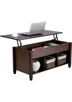 Topeakmart Wooden Lift Top Coffee Table with Hidden Compartment & 3 Cube Open Shelves for Living Room, Espresso 5 Topeakmart Wooden Lift Top Coffee Table with Hidden Compartment & 3 Cube Open Shelves for Living Room, Espresso -Twine Outlet Store Belk 1120