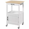 Topeakmart Wooden Kitchen Island Cart Storage Rolling Kitchen Cart White