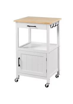 Topeakmart Wooden Kitchen Island Cart Storage Rolling Kitchen Cart White