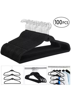 Topeakmart 100 Pack Non Slip Velvet Hangers 360 degrees Swivel Hook Cascading Hangers Black -Twine Outlet Store Belk 1149