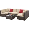 Topeakmart 7-Piece Brown Patio Rattan Furniture Set