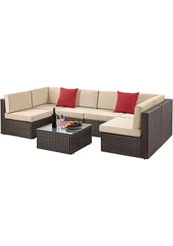 Topeakmart 7-Piece Brown Patio Rattan Furniture Set -Twine Outlet Store Belk 1152
