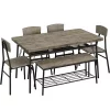 Topeakmart 6-Piece Dining Table Chair Bench Set