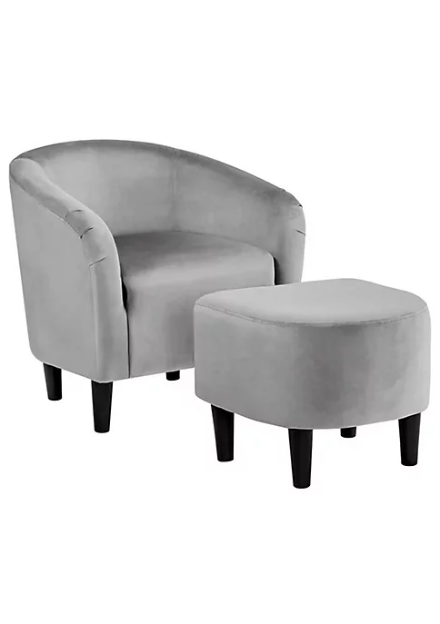 Topeakmart Grey Chair & Ottoman Sets 2 Topeakmart Grey Chair & Ottoman Sets - Image 2
