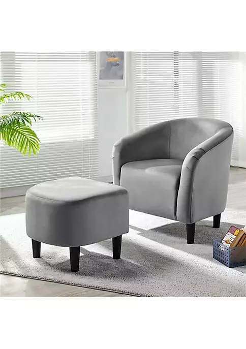 Topeakmart Grey Chair & Ottoman Sets 3 Topeakmart Grey Chair & Ottoman Sets - Image 3