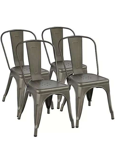 Topeakmart Set of 4 Classic Iron Metal Dinning Chair 2 Topeakmart Set of 4 Classic Iron Metal Dinning Chair - Image 2