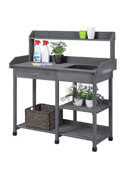 Topeakmart Grey Fir and Wood Potting Bench