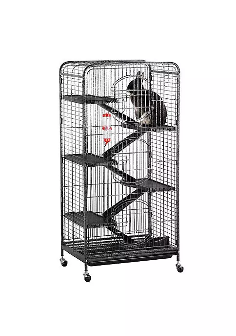 Topeakmart Black 52" Small Animal Cage w/ 3 Front Doors & Wheels 2 Topeakmart Black 52" Small Animal Cage w/ 3 Front Doors & Wheels - Image 2