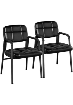 Topeakmart 2pcs Office Reception Chairs Executive Leather Guest Chairs with Armrest for Home & Office, Black -Twine Outlet Store Belk 1201