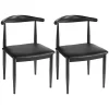 Topeakmart 2pcs Armless Dining Kitchen Chairs with Fabric Leather Seat