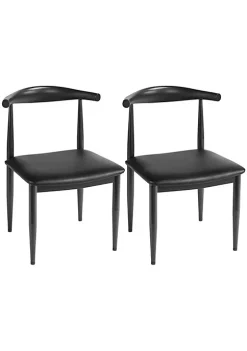Topeakmart 2pcs Armless Dining Kitchen Chairs with Fabric Leather Seat