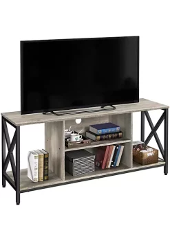 Topeakmart 55in TV Stand TV Console Table Cabinet with Storage for 65 inch TV, Distressed Gray