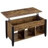 Topeakmart Wooden Lift Top Coffee Accent Table with Hidden Compartment for Living Room Reception, Rustic Brown