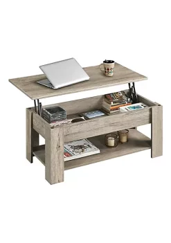 Topeakmart Rustic Lift Top Coffee Table Accent Table with Storage for Living Room Reception Room Office, Gray