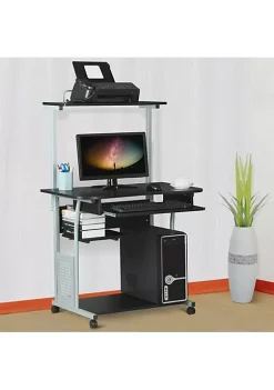 Topeakmart 2 Tiers Rolling Computer Desk