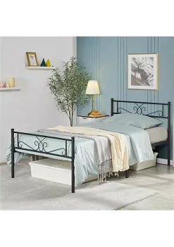 Topeakmart Black Metal Platform Twin Bed