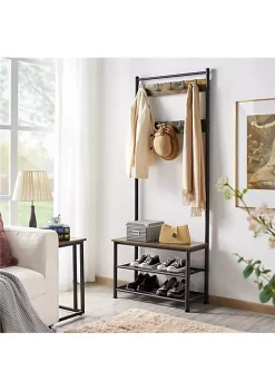 Topeakmart Rustic Brown 73" H Entryway Coat Rack