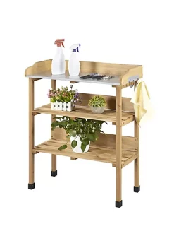 Topeakmart Wood Fir, Plastic and Metal Potting Bench -Twine Outlet Store Belk 1279