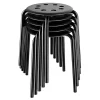 Topeakmart 17.3" Height Set of 5 Commercial Plastic Stackable stools Round Top Backless Kids Stool Metal Leg （Black）