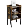 Topeakmart 2-Tier Stackable Chic Style Bedside Table Nightstand End Table with Storage Living Room Bedroom Furniture, Rustic Brown