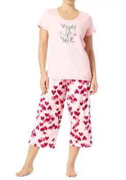 HUE® Short Sleeve Shirt and Capri Pajama Set -Twine Outlet Store Belk 136