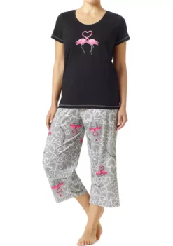 HUE® Short Sleeve Shirt and Capri Pajama Set -Twine Outlet Store Belk 137