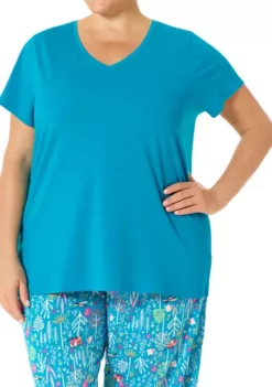 HUE® Plus Size Short Sleeve V-Neck Pajama T-Shirt -Twine Outlet Store Belk 150
