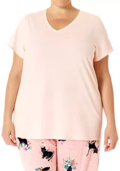HUE® Plus Size Short Sleeve V-Neck Pajama T-Shirt -Twine Outlet Store Belk 151