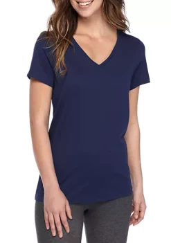 HUE® Solid V-Neck Short Sleeve Tee