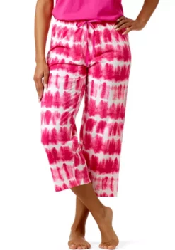 HUE® Printed Knit Capri Pajama Sleep Pants -Twine Outlet Store Belk 306
