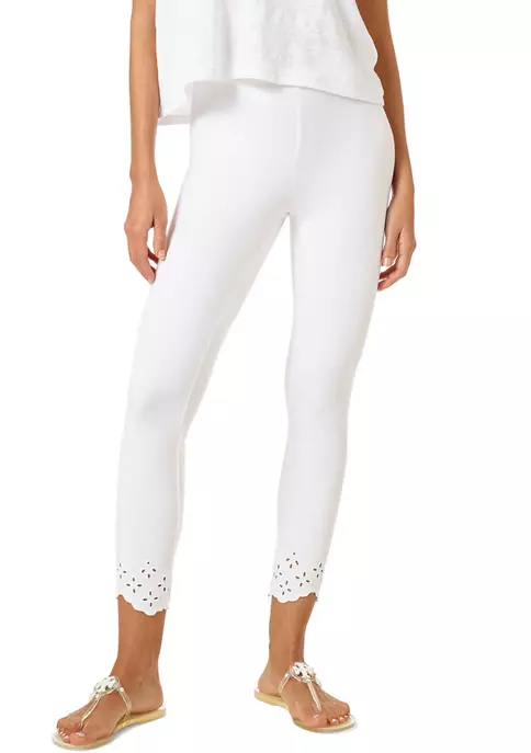 HUE® Embroidered Hem Cotton Skimmer Leggings 1 HUE® Embroidered Hem Cotton Skimmer Leggings