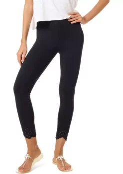 HUE® Embroidered Hem Cotton Skimmer Leggings 9 HUE® Embroidered Hem Cotton Skimmer Leggings -Twine Outlet Store Belk 320