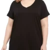 HUE® Plus Size Solid V-Neck Short Sleeve Sleep T-Shirt