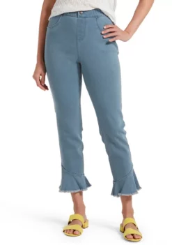 HUE® Women's Frilled Hem Ultra Soft Denim High Waist Skimmer Pants 7 HUE® Women's Frilled Hem Ultra Soft Denim High Waist Skimmer Pants -Twine Outlet Store Belk 373