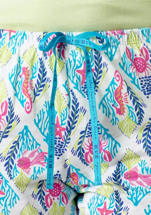 HUE® Printed Knit Capri Pajama Sleep Pants 3 HUE® Printed Knit Capri Pajama Sleep Pants - Image 3