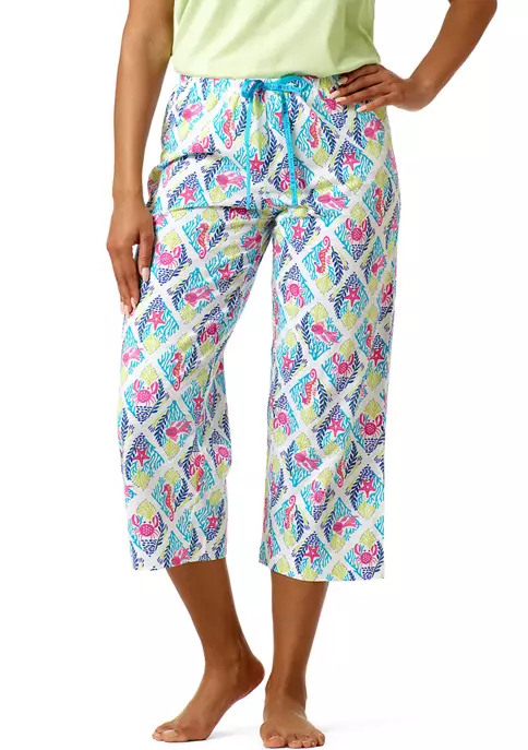 HUE® Printed Knit Capri Pajama Sleep Pants 4 HUE® Printed Knit Capri Pajama Sleep Pants - Image 4