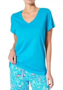 HUE® Women's Short Sleeve V-Neck Pajama T-Shirt