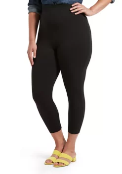HUE® Plus Size Blackout Cotton Capri Leggings