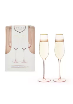 Twine Rose Crystal Champagne Flute Set