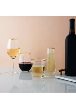 Twine Gilded Stemmed Wine Glass Set 8 Twine Gilded Stemmed Wine Glass Set -Twine Outlet Store Belk 572